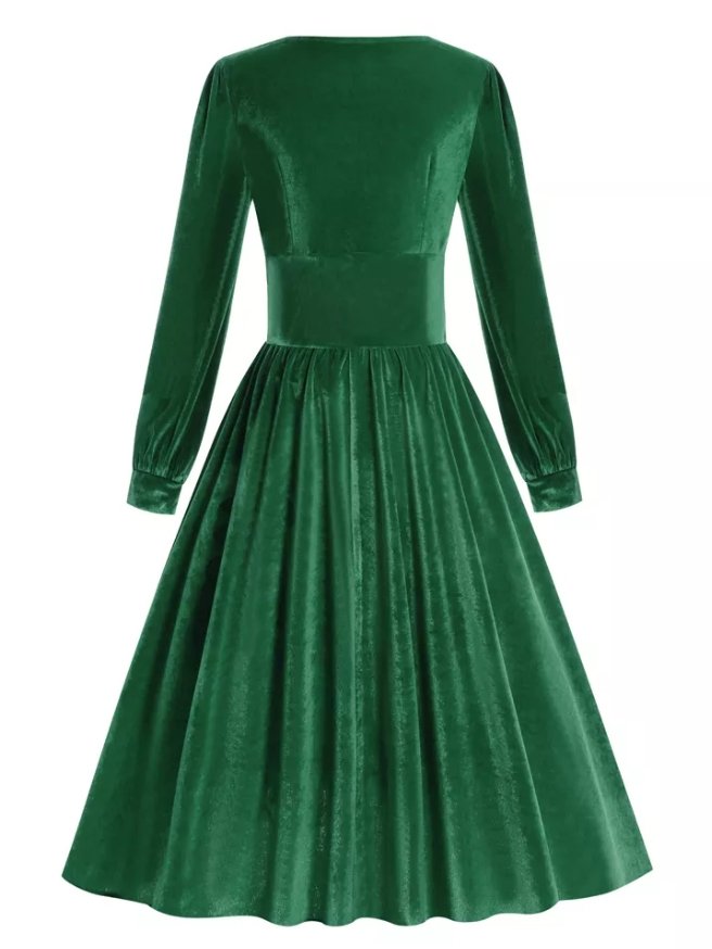 Robe Vintage Grande Taille Satin Verte - Louise Vintage