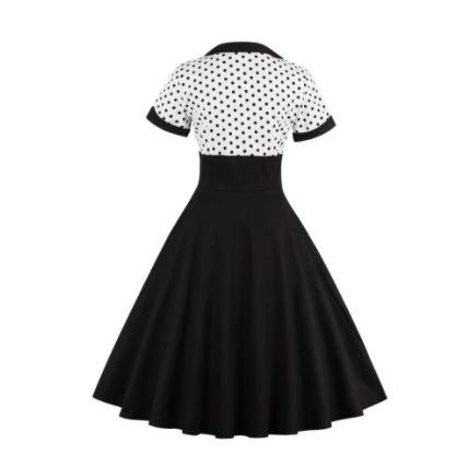 Robe Vintage Grande Taille Swing Noir Blanc - Louise Vintage