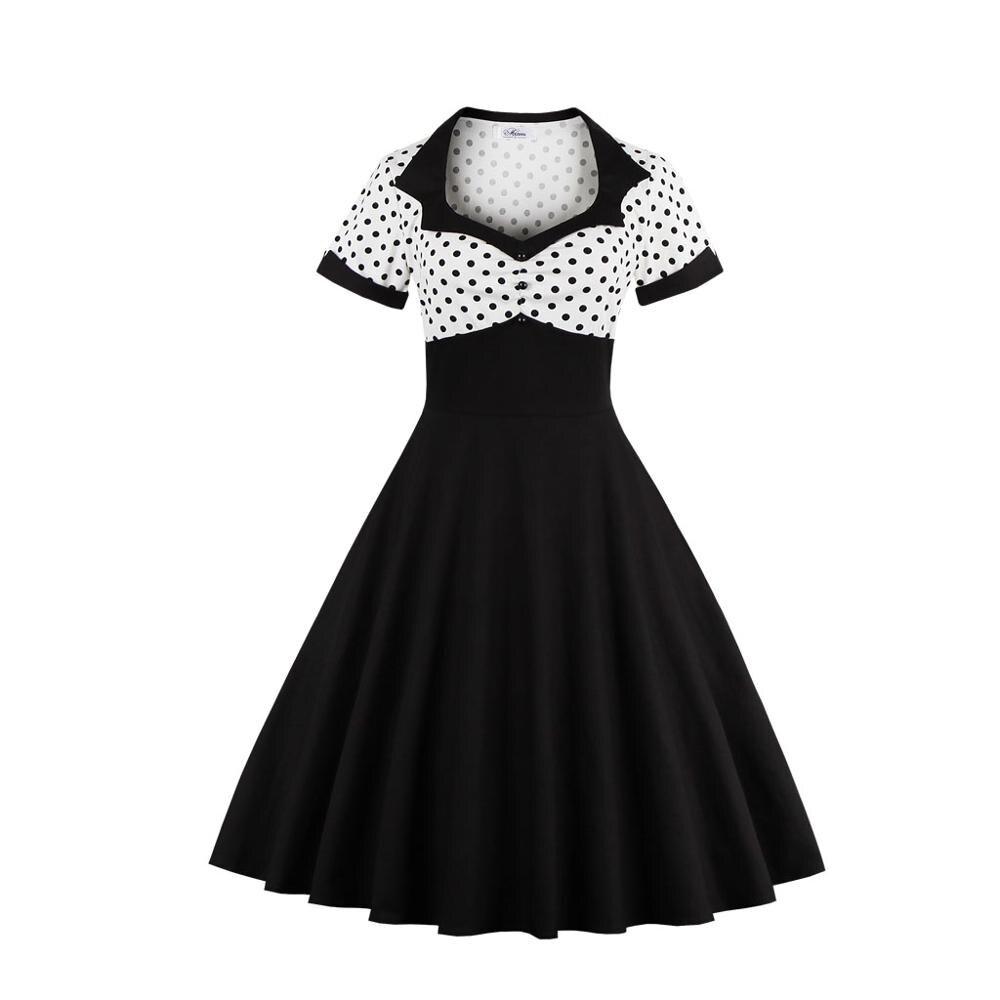 Robe Vintage Grande Taille Swing Noir Blanc - Louise Vintage