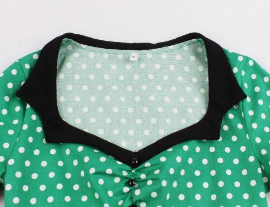 Robe Vintage Grande Taille Swing Vert Noir - Louise Vintage