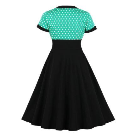 Robe Vintage Grande Taille Swing Vert Noir - Louise Vintage