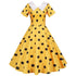 Robe Vintage Jaune à Pois Noirs - Louise Vintage