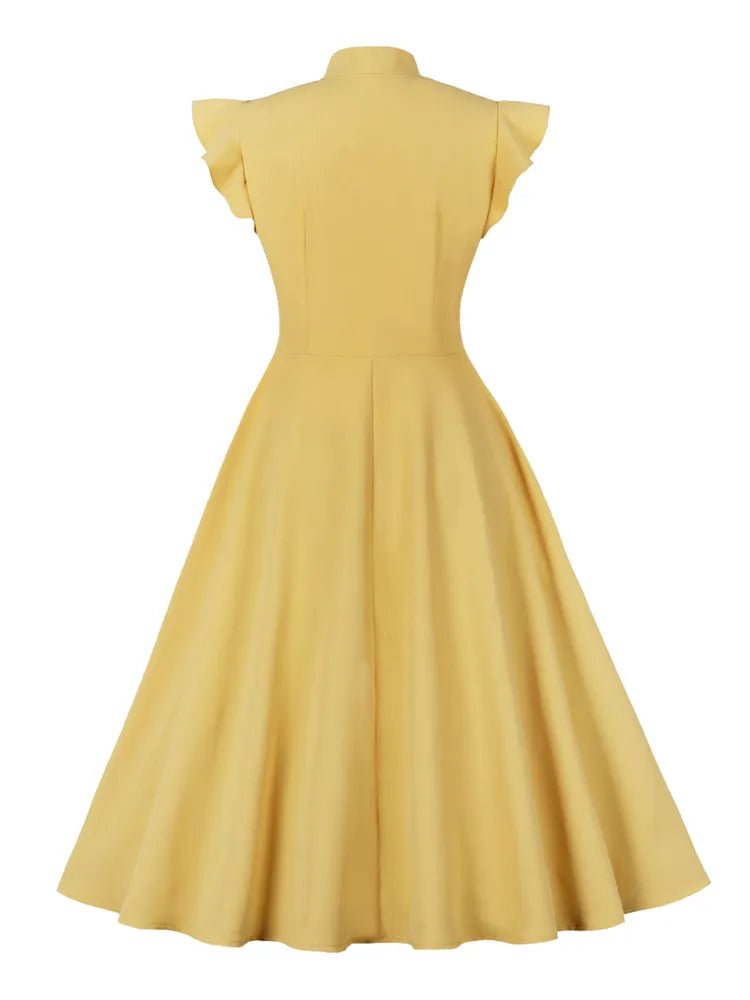Robe Vintage Jaune Plissée - Louise Vintage