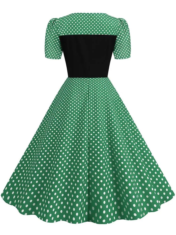 Robe Vintage Manches Courtes Verte - Louise Vintage