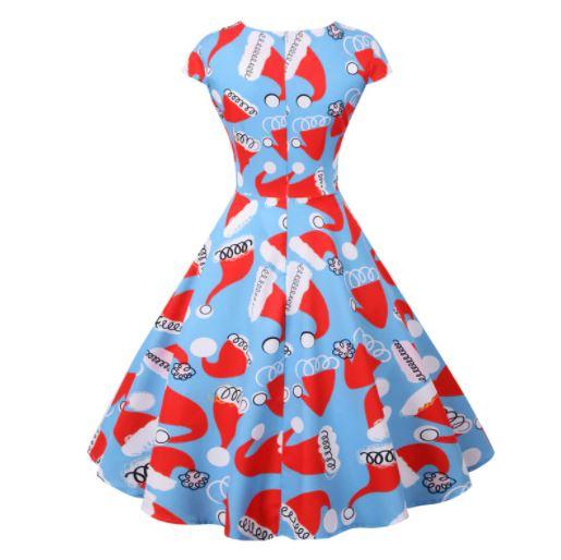 Robe Vintage Noel Grande Taille Bleue - Louise Vintage