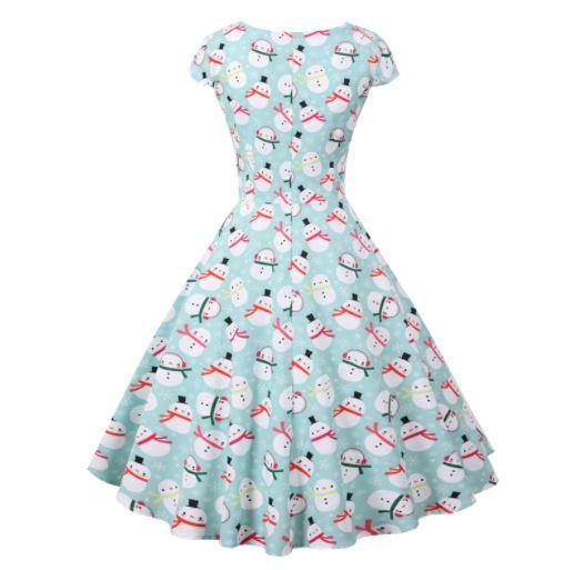 Robe Vintage Noel Grande Taille Ciel - Louise Vintage