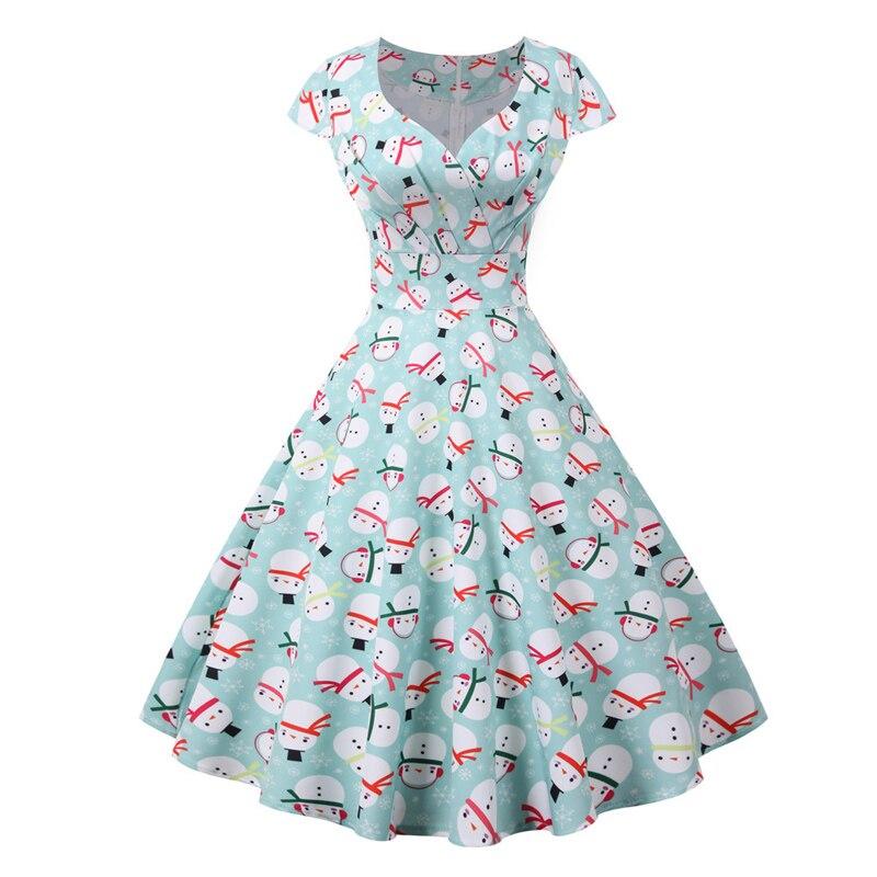 Robe Vintage Noel Grande Taille Ciel - Louise Vintage