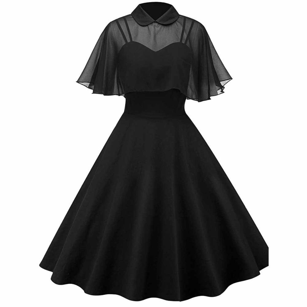 Robe Vintage Noire avec Voile - Louise Vintage