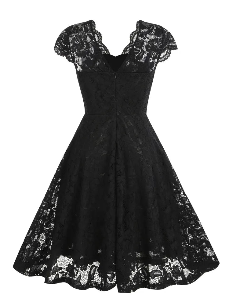 Robe Vintage Noire Col Bateau - Louise Vintage