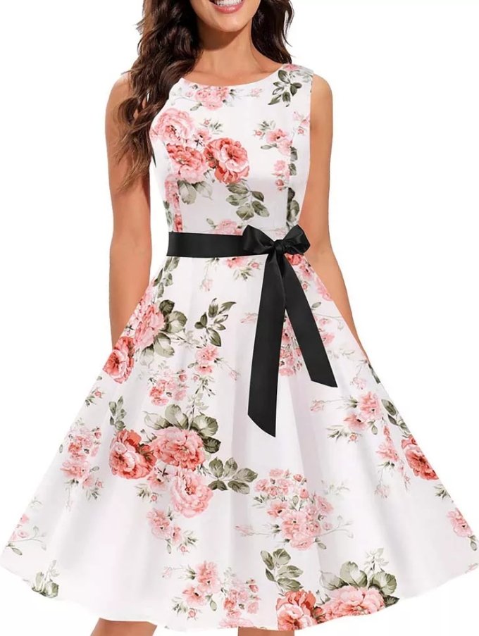 Robe Vintage Pin Up Fleurs Roses - Louise Vintage