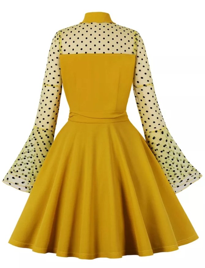 Robe Vintage Pin Up Grande Taille Jaune - Louise Vintage