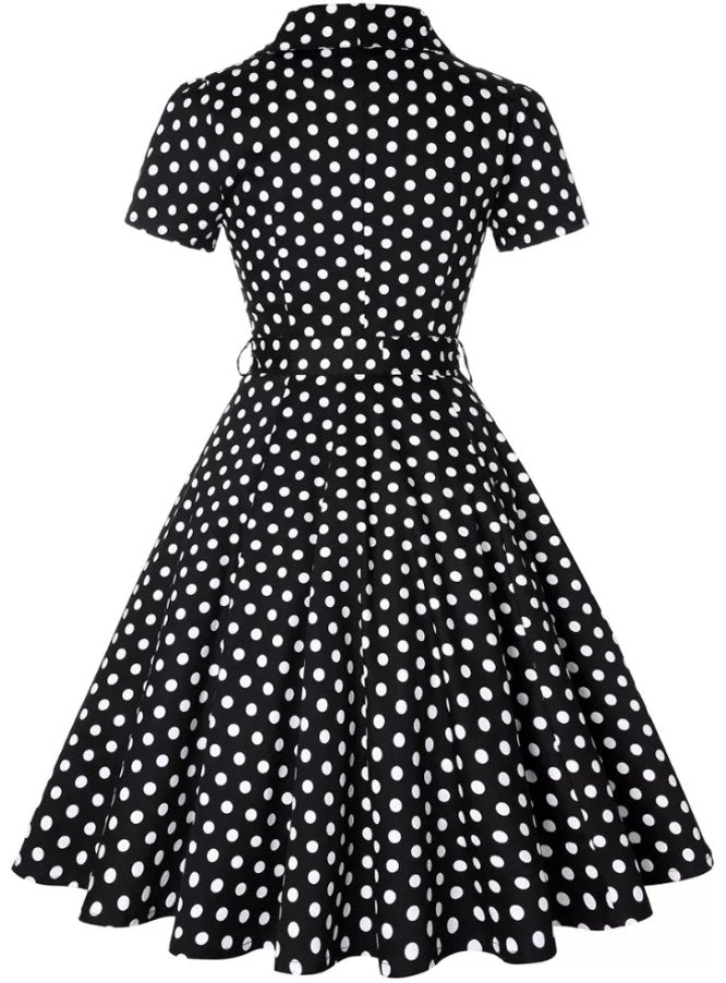Robe Vintage Pin Up Noire Pois - Louise Vintage