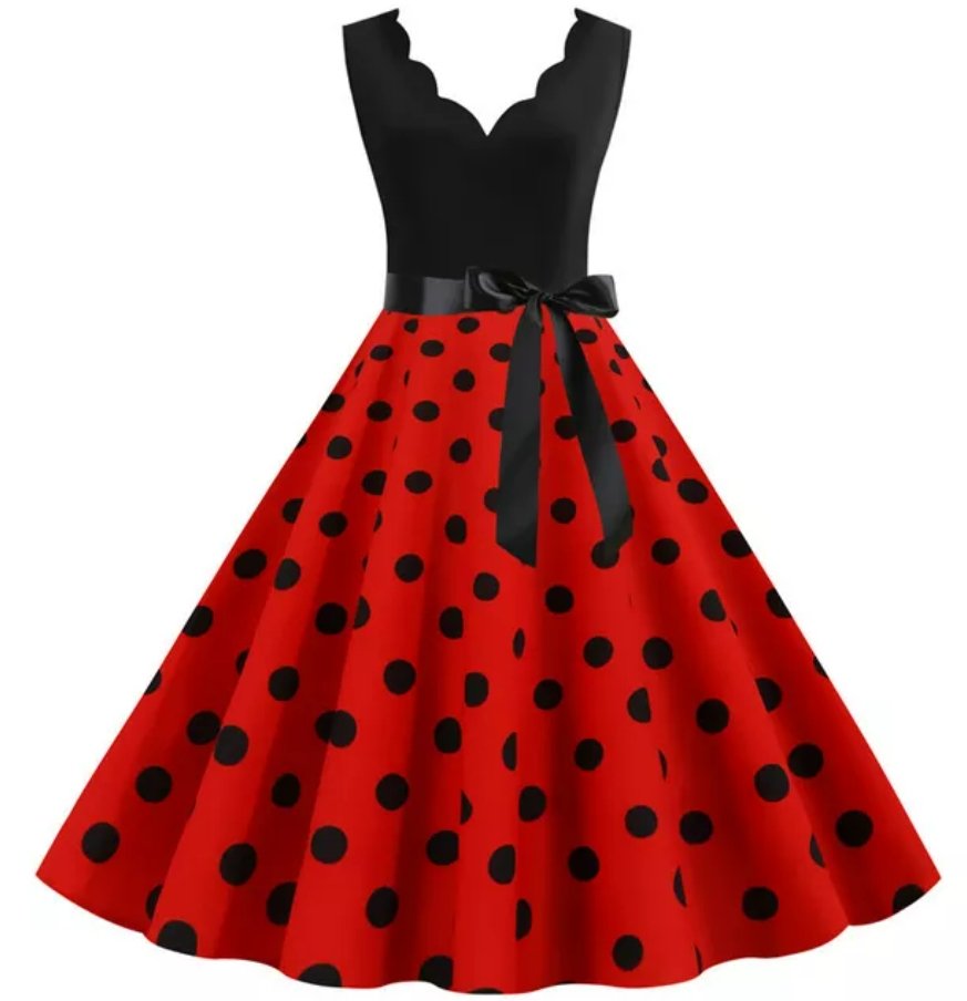 Robe Vintage Pin Up Pas Cher Pois Noirs - Louise Vintage