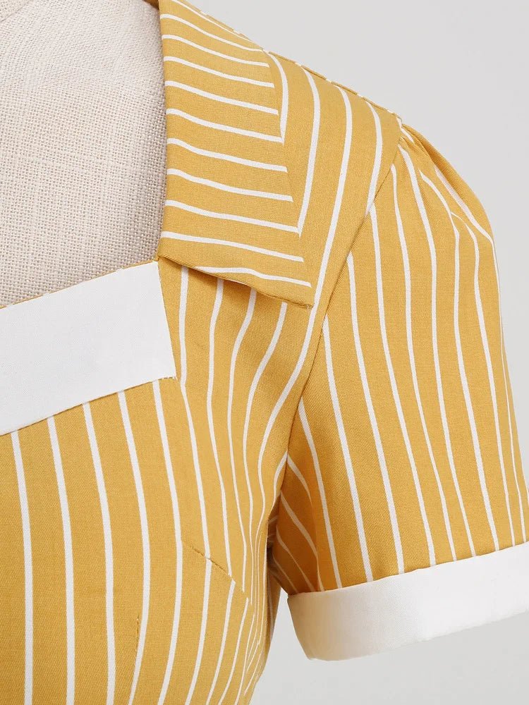 Robe Vintage Rayée Jaune et Noir - Louise Vintage