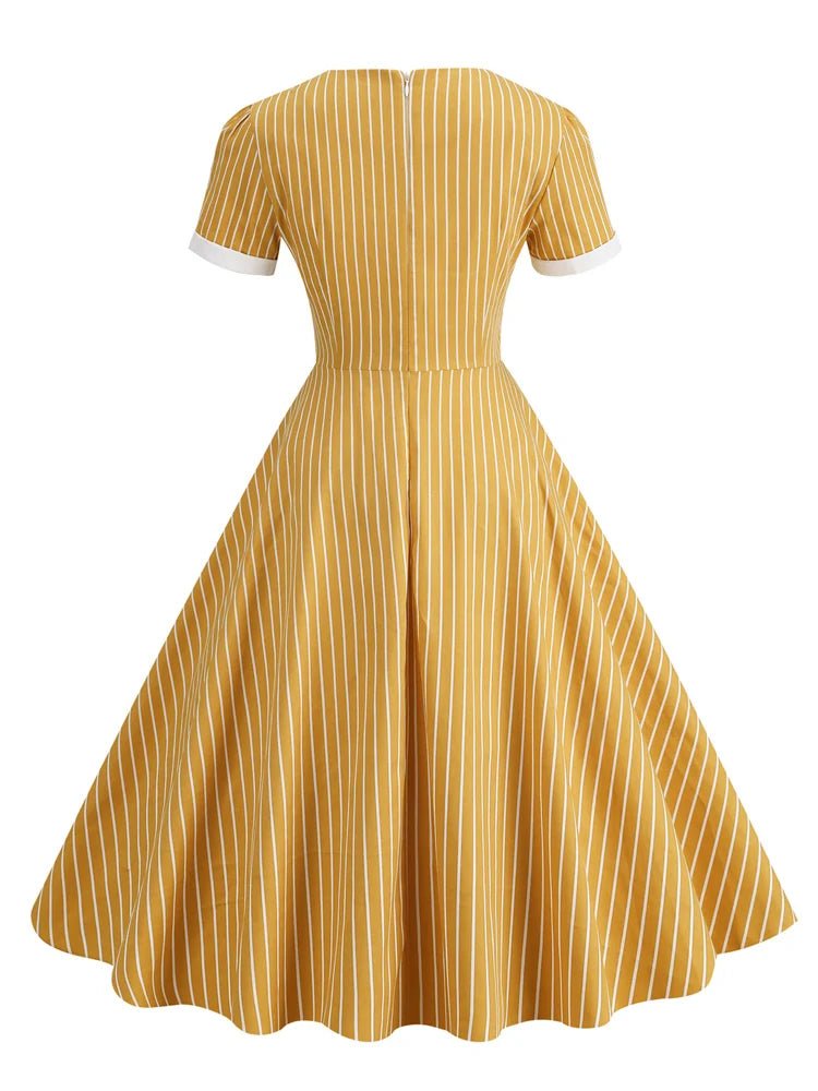 Robe Vintage Rayée Jaune et Noir - Louise Vintage