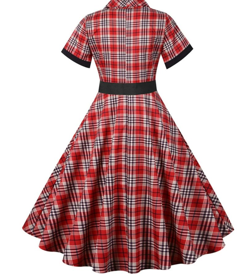Robe Vintage Rayée Rouge et Noir - Louise Vintage