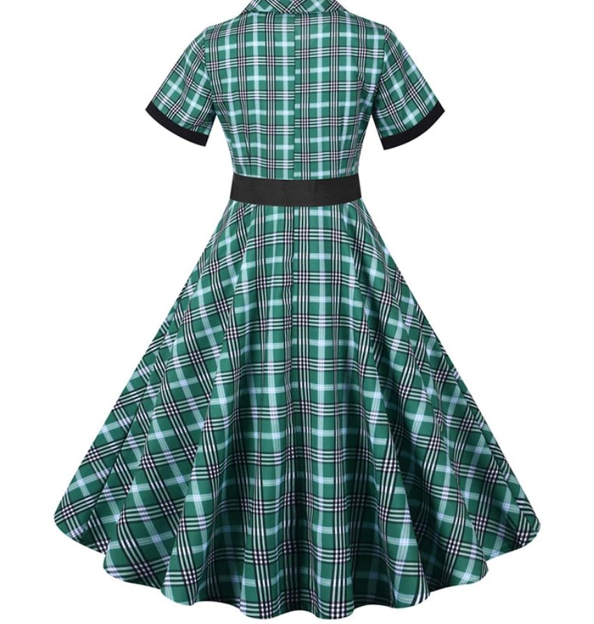 Robe Vintage Rayée Vert et Noir - Louise Vintage