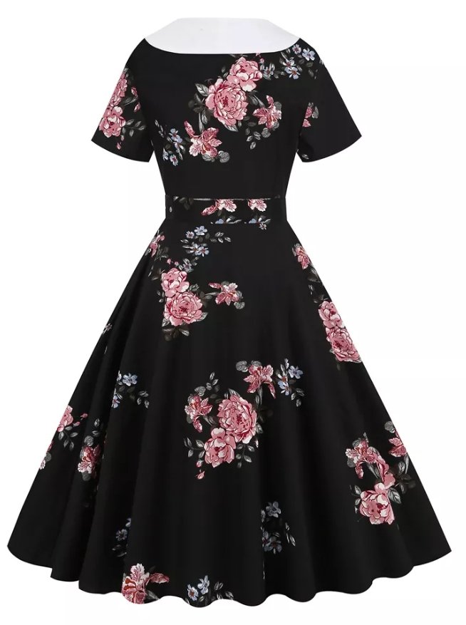 Robe Vintage Rockabilly 50s Fleurs - Louise Vintage
