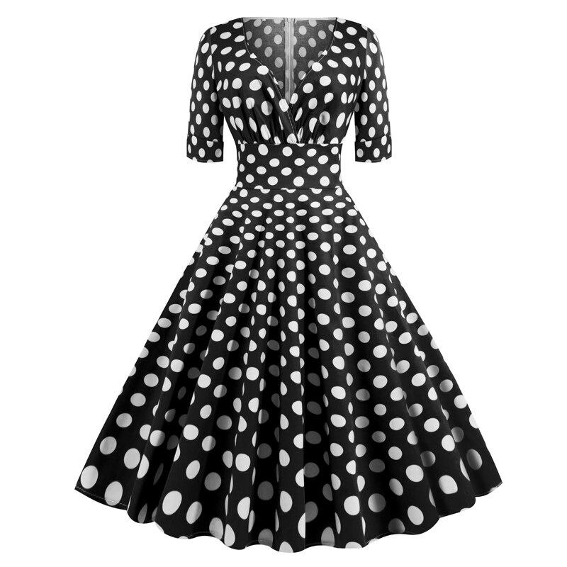 Robe Vintage Rockabilly 50s Noir Pois - Louise Vintage