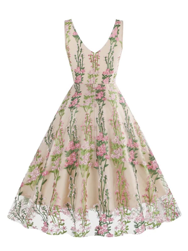 Robe Vintage Rose Brodée - Louise Vintage