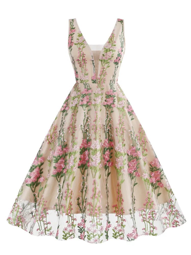 Robe Vintage Rose Brodée - Louise Vintage