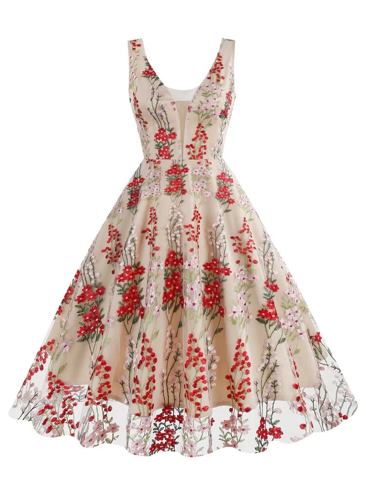 Robe Vintage Rose Broderie - Louise Vintage