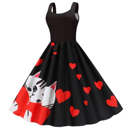 Robe Vintage Saint Valentin Chat - Louise Vintage