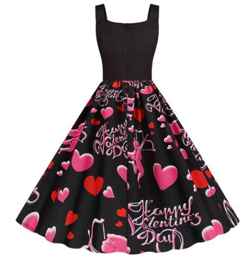 Robe Vintage Saint Valentin Noire Cupidon - Louise Vintage