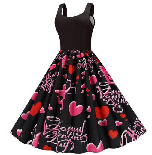 Robe Vintage Saint Valentin Noire Cupidon - Louise Vintage