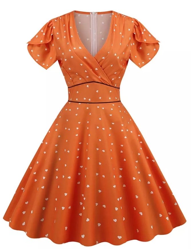 Robe Vintage Sexy Pin Up Orange - Louise Vintage