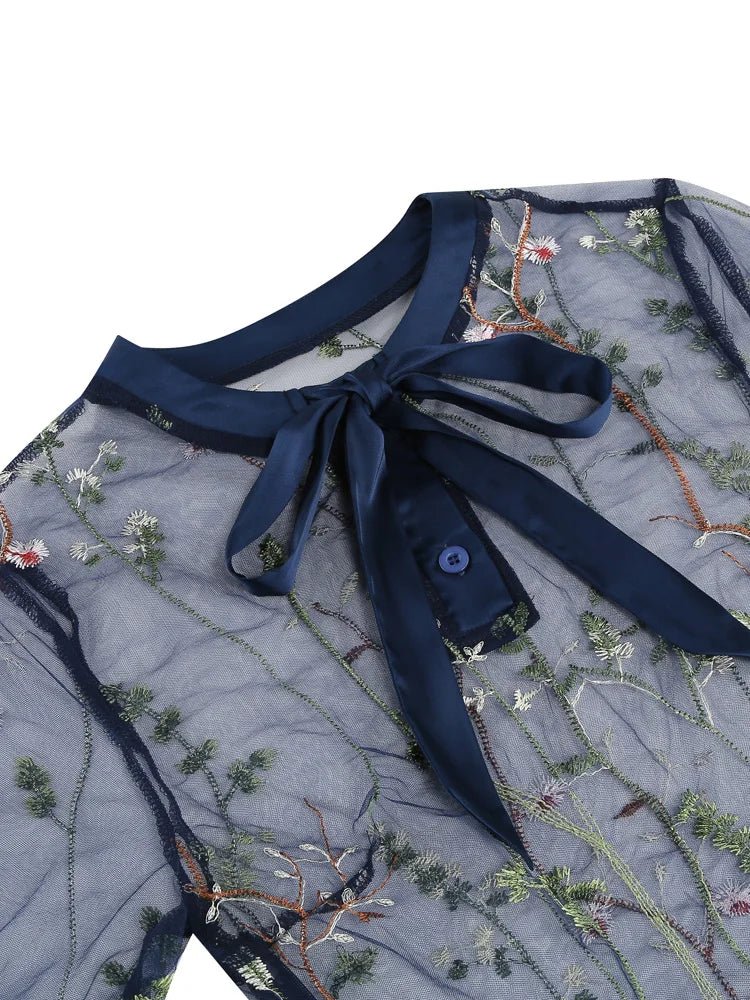 Robe vintage soirée manches longues bleue - Louise Vintage