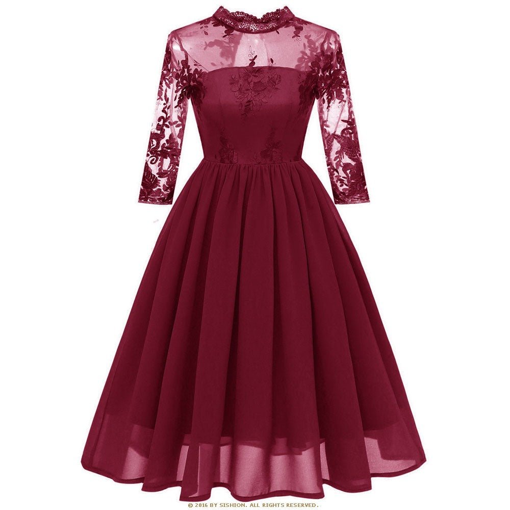 Robe Vintage Velour Bordeaux - Louise Vintage