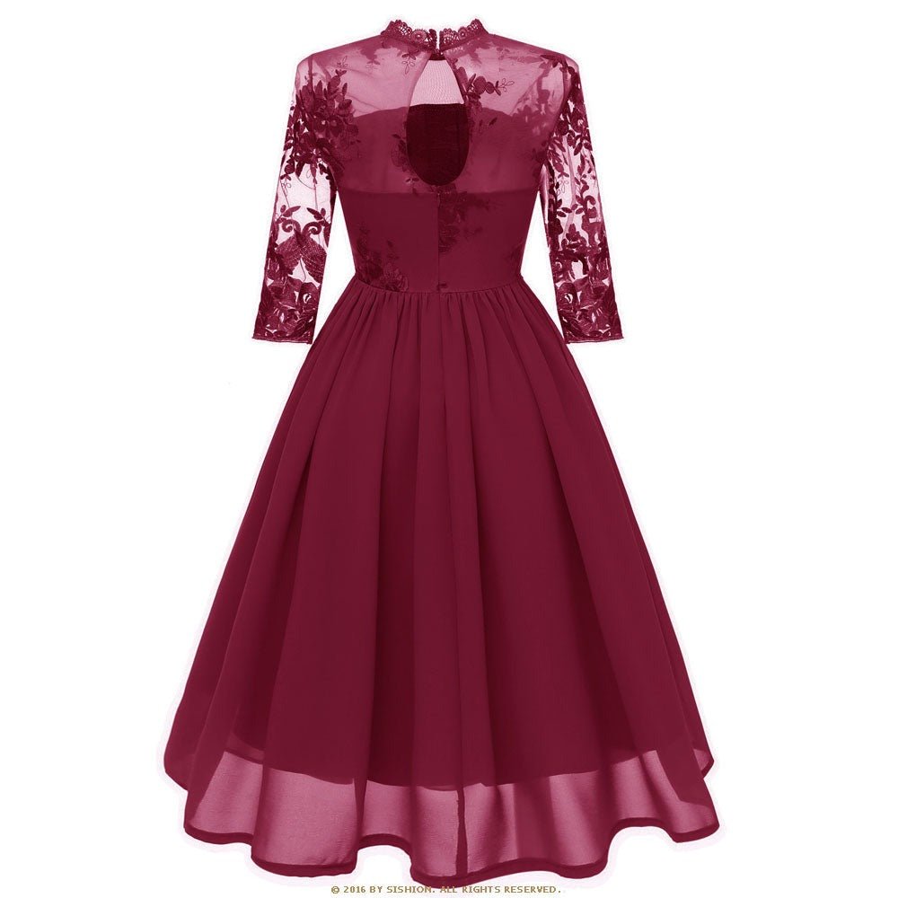 Robe Vintage Velour Bordeaux - Louise Vintage