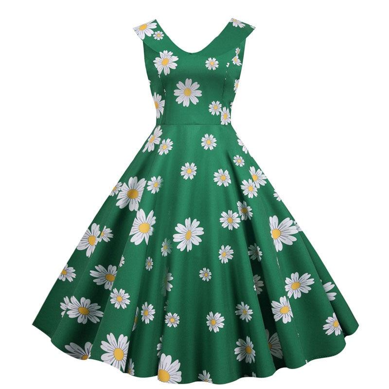 Robe Vintage Verte Année 50 - Louise Vintage