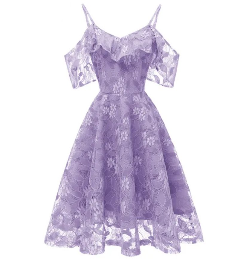 Robe Vintage Violet avec Voile - Louise Vintage