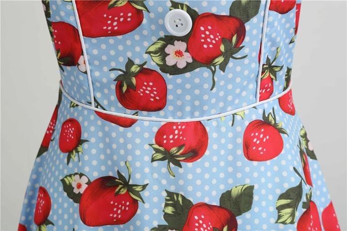 Robe Vintage<br> 1950 Bleu Fraises - Louise Vintage
