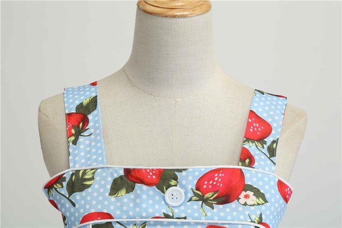 Robe Vintage<br> 1950 Bleu Fraises - Louise Vintage