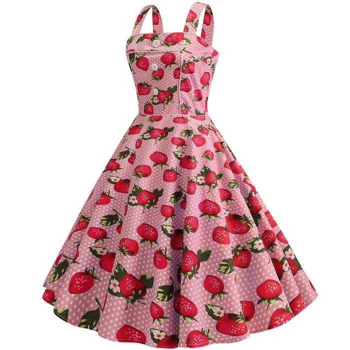 Robe Vintage<br> 1950 Rose Fraises - Louise Vintage