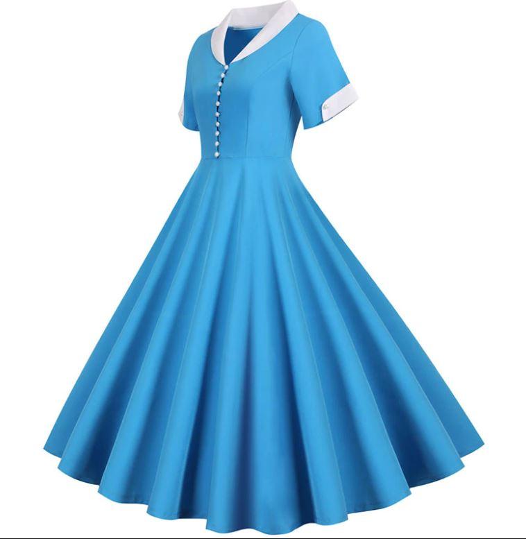 Robe Vintage<br> 50s Bleu ciel - Louise Vintage