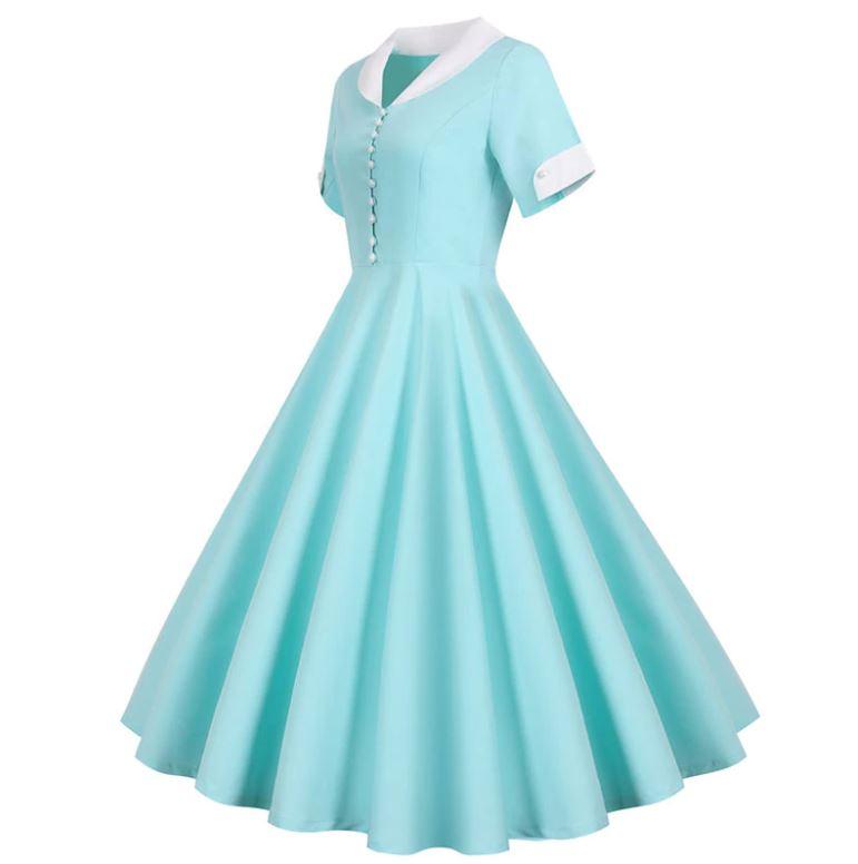 Robe Vintage<br> 50s Turquoise - Louise Vintage