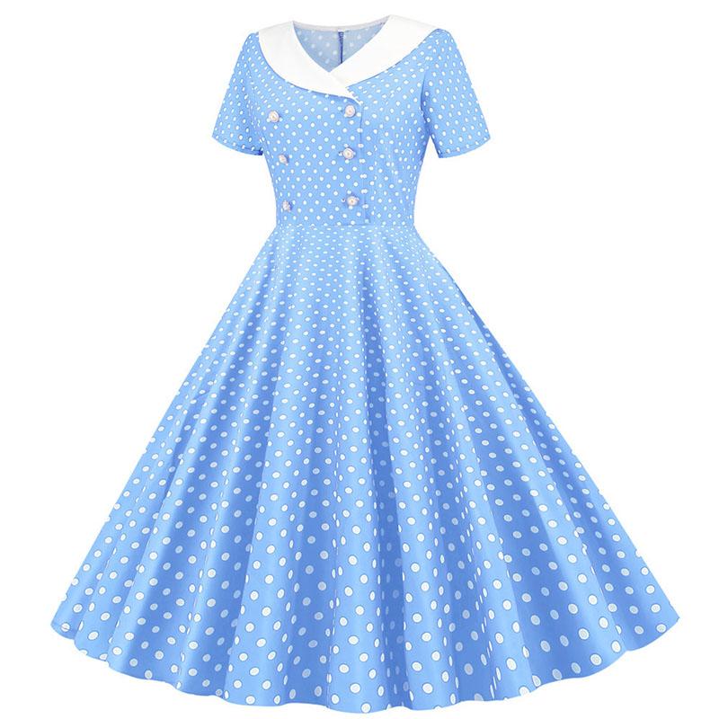 Robe Vintage<br> Année 40 Bleu Ciel - Louise Vintage