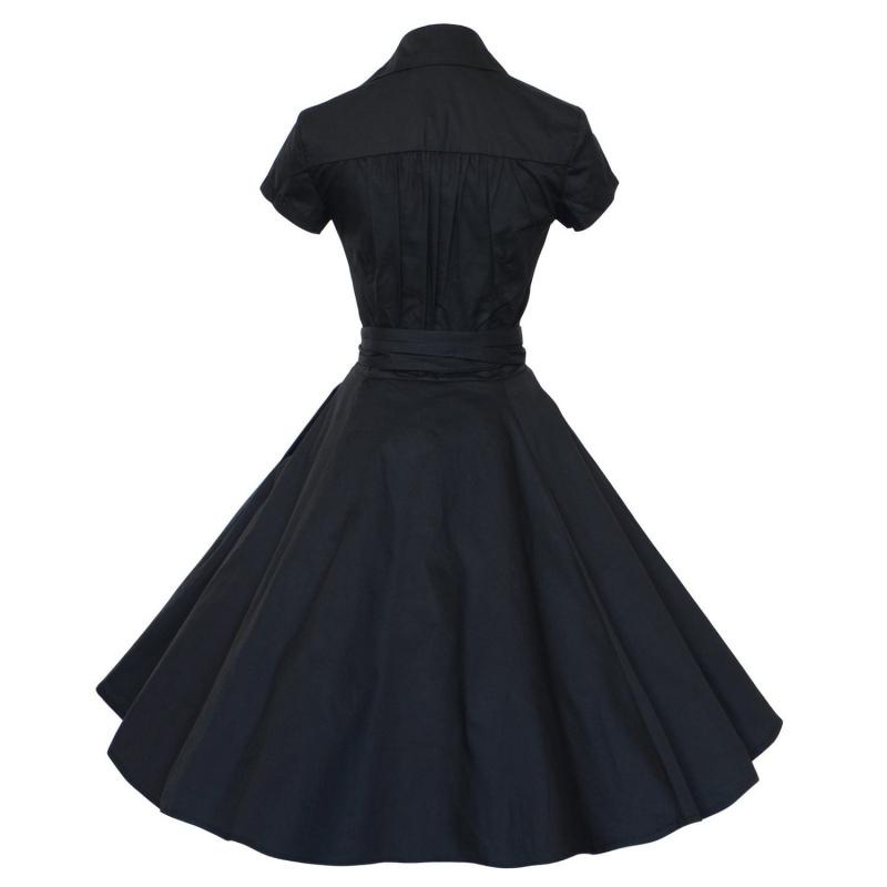 Robe Vintage<br> Année 50 Noire Unie - Louise Vintage