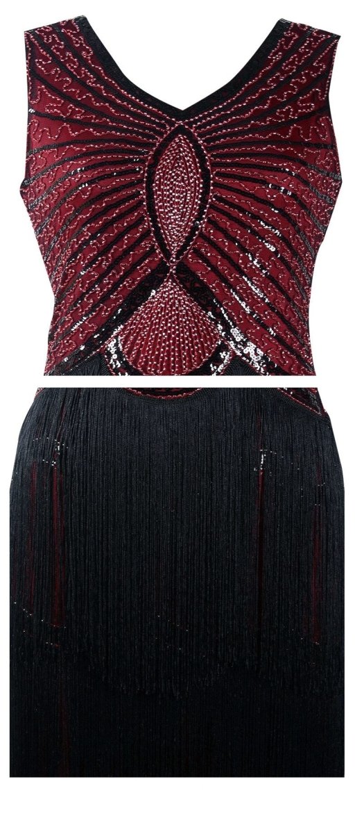 Robe Vintage<br> Années 20 Art Déco Bordeaux - Louise Vintage