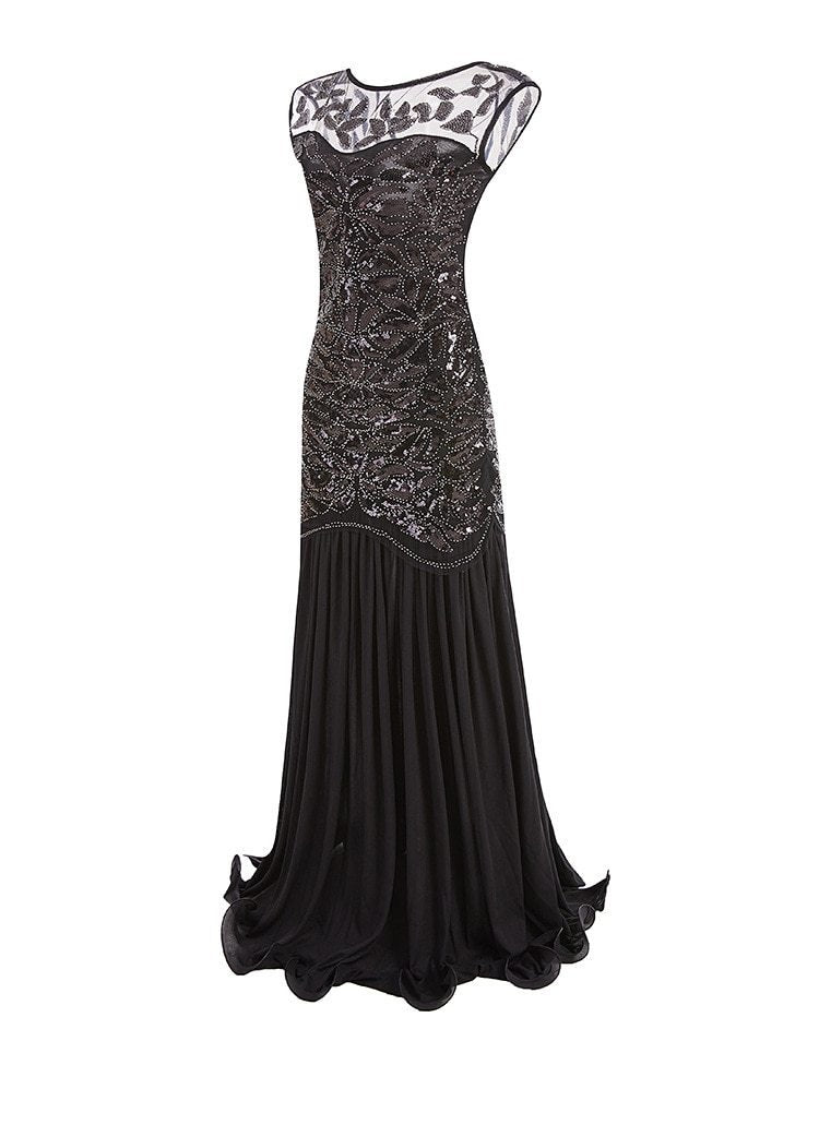 Robe Vintage<br> Années 20 Flapper Noir - Louise Vintage