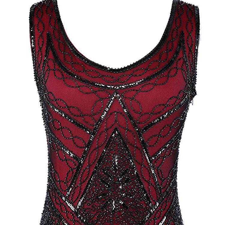 Robe Vintage<br> Années 20 Gatsby Bordeaux - Louise Vintage