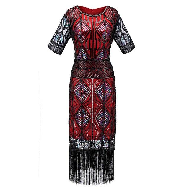 Robe Vintage<br> Années 20 Gatsby Longue Rouge - Louise Vintage