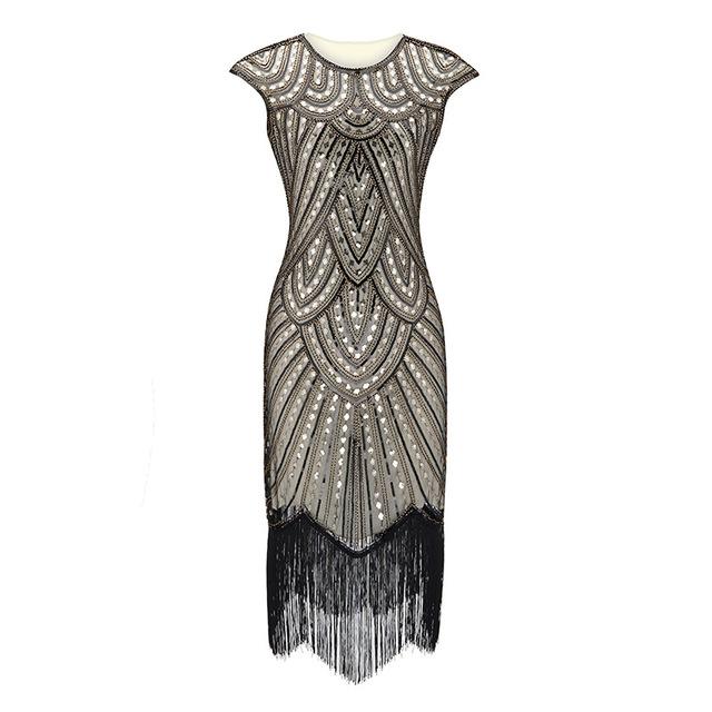 Robe Vintage<br> Années 20 Grande Taille Art Déco Gris - Louise Vintage