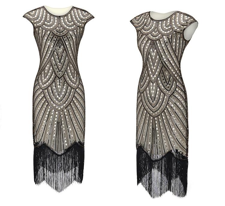 Robe Vintage<br> Années 20 Grande Taille Art Déco Gris - Louise Vintage