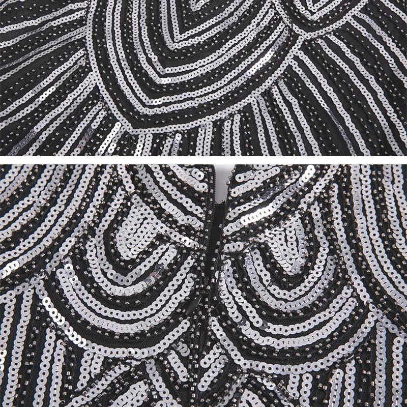 Robe Vintage<br> Années 20 Grande Taille Art Déco Noir Argent - Louise Vintage