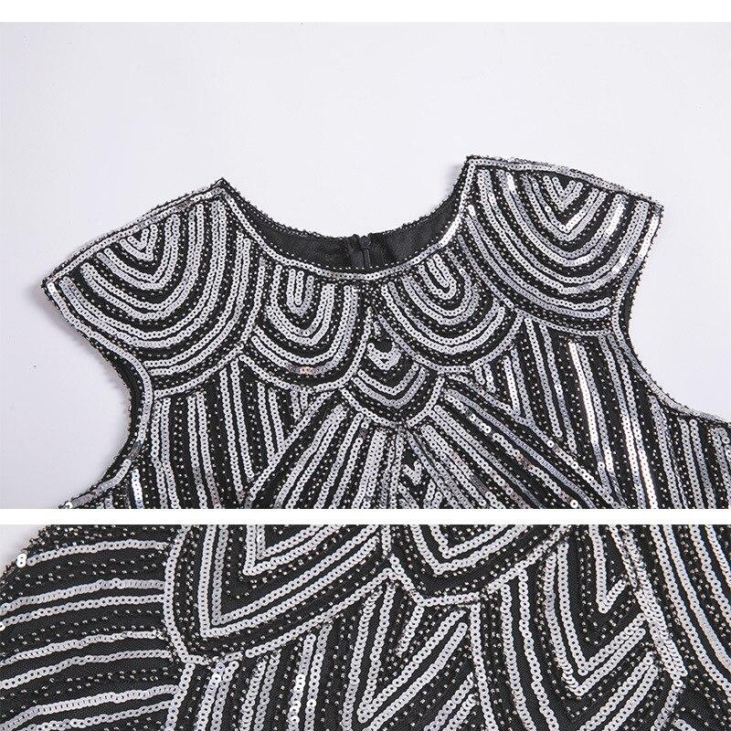 Robe Vintage<br> Années 20 Grande Taille Art Déco Noir Argent - Louise Vintage